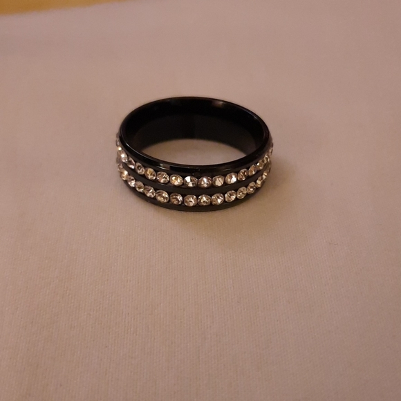 Two Men's Black and Diamond Titanium Ring - Size 10 - Picture 3 of 4